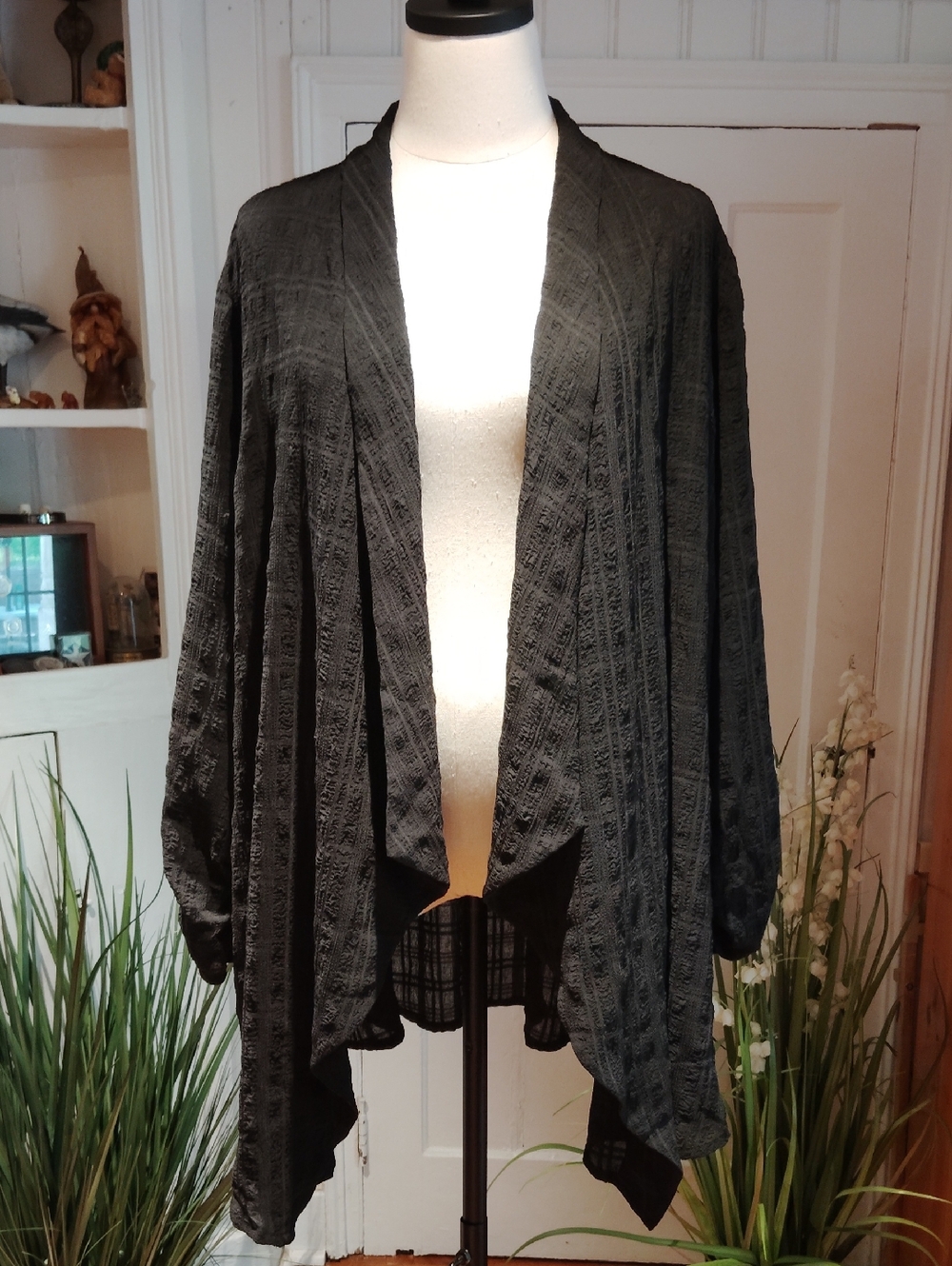 Susan Graver Textured/Patterned Semi -sheer Cardigan